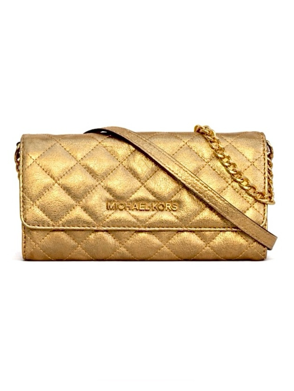 Michael Kors Jet Set Travel Large Metallic Quilted Leather Crossbody Bag NWOT